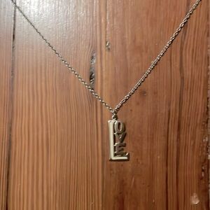 Love text necklace silver and white